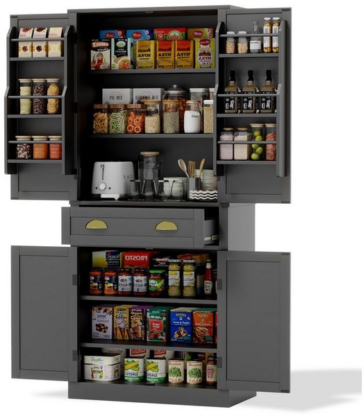 OKWISH Hochschrank Aufbewahrungsschrank,Sideboard (182 cm Hochschrank mit 4 Türen & 1 Schublade – Vielseitiger Stauraum mit verstellbaren Ablagen)