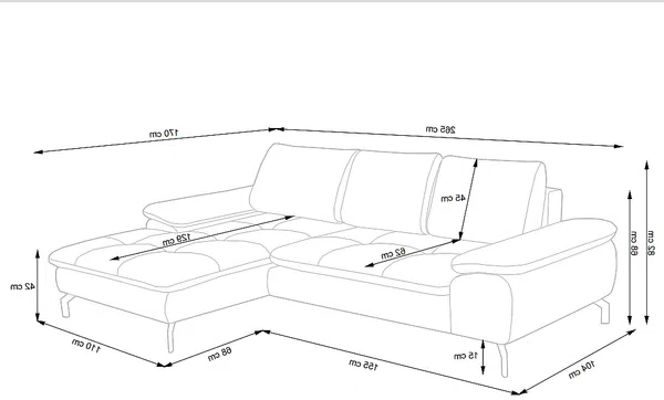 Vente-unique - ARCHIBALD Sofa Stoff Blau - B 104 cm x H 82 cm x L 265 cm Bild 6