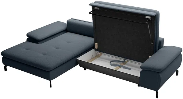 Vente-unique - ARCHIBALD Sofa Stoff Blau - B 104 cm x H 82 cm x L 265 cm Bild 5
