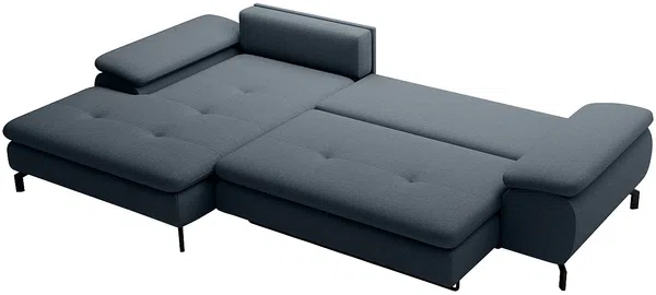 Vente-unique - ARCHIBALD Sofa Stoff Blau - B 104 cm x H 82 cm x L 265 cm Bild 4