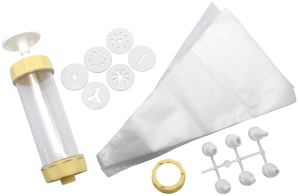 ZENKER Spritzbeutel - Gebäck- und Dekorierset inkl. 20 Einwegspritzbeutel und 5 Tüllen / Backzubehör