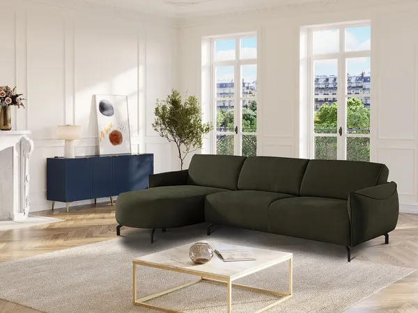 Vente-unique - FERIONA Sofa Stoff Grün - B 150 cm x H 84 cm x L 295 cm