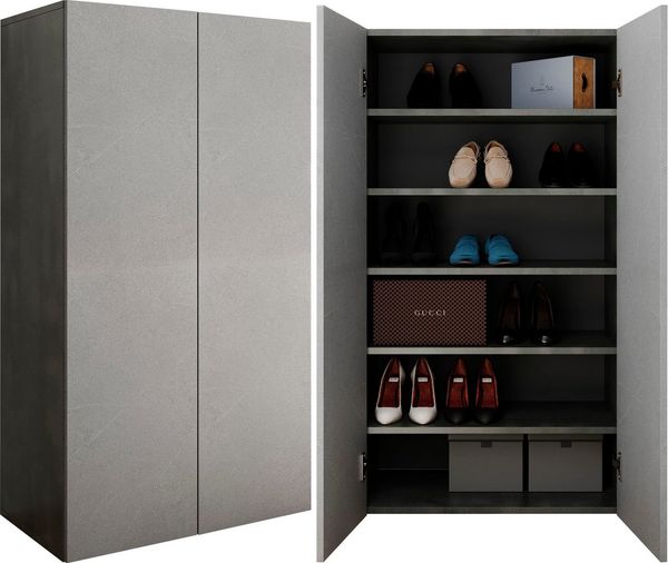 OTTO home Schuhschrank Pratiko Breite 63 cm, Höhe 114 cm, Schuhregal mit 6 Ebenen, Schuhkommode, 2 Türen, Platz für bis zu 15 Paar Schuhe