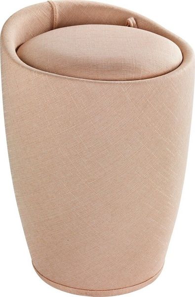 WENKO CANDY Badhocker,Beige, Leinenoptik, mit abnehmbarem Wäschesack