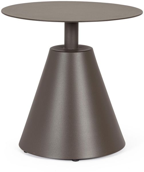 Couchtisch Lahoa aus Aluminium, rundes Design, modern, Farbe Cocoa, pflegeleicht, von Bizzotto