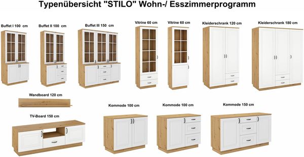 Kommode Stilo 150cm Landhaus Weiß Eiche Artisan Bild 6