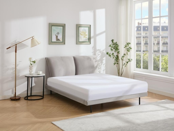 Vente-unique - Bett 160 x 200 cm - Samt- Grau - IBEDIA