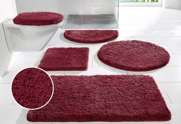 OTTO home Badematte Sanremo, Badvorleger, Badezimmer Teppich, sehr weich, Höhe 30 mm, rutschhemmend beschichtet, schnell trocknend, fußbodenheizungsgeeignet, Polyester, rund, Badteppich, unifarben, rechteckig, rund & als 3-tlg. Set erhältlich