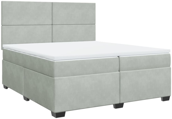 vidaXL Boxspringbett mit Matratze Hellgrau 200x200 cm Samt 3290996