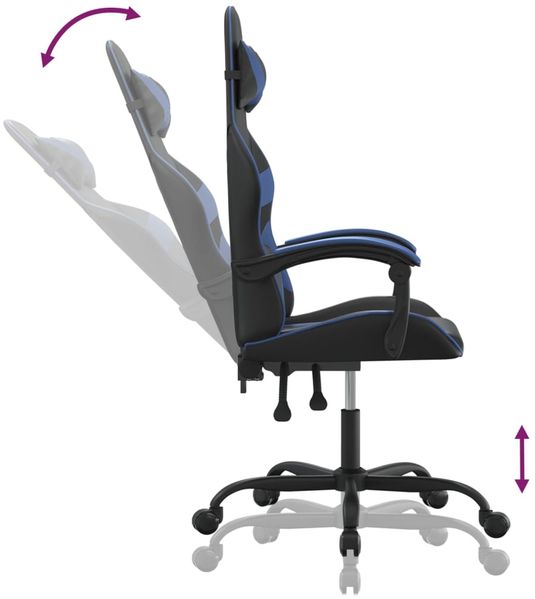 vidaXL Gaming-Stuhl Drehbar Schwarz und Blau Kunstleder [349543] Bild 10