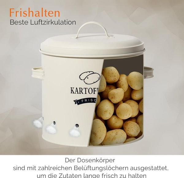Zedelmaier Vorratsdose Aufbewahrung Kartoffeln Set für Kartoffeln,Zwiebeln,Knoblauch Metall, (TDYC-SET), Zwiebeltopf Kartoffeltopf Knoblauchtopf,Runde Form