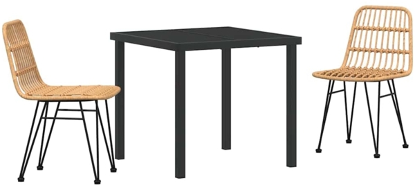 vidaXL Garten Essgruppe 3 pcs Braun Pulverbeschichteter Stahl 3379191