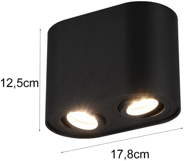 Deckenstrahler COOKIE Schwarz 2-flammig Spots schwenkbar, Breite 17cm Bild 4