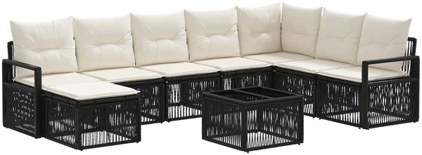vidaXL Gartensofa-set 9 pcs Schwarz Poly-Rattan 3435805