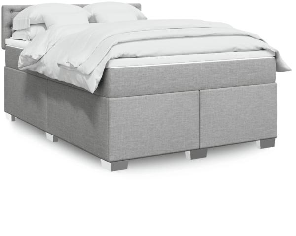 vidaXL Boxspringbett mit Matratze Hellgrau 160x200 cm Stoff 3288253