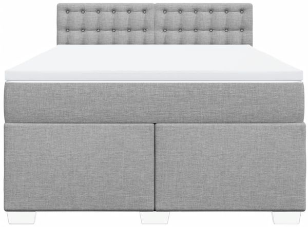 vidaXL Boxspringbett mit Matratze Hellgrau 160x200 cm Stoff 3288253 Bild 6