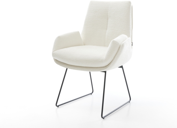 Esszimmerstuhl Clea-Flex Bouclé Soft Beige Kufengestell Schwarz