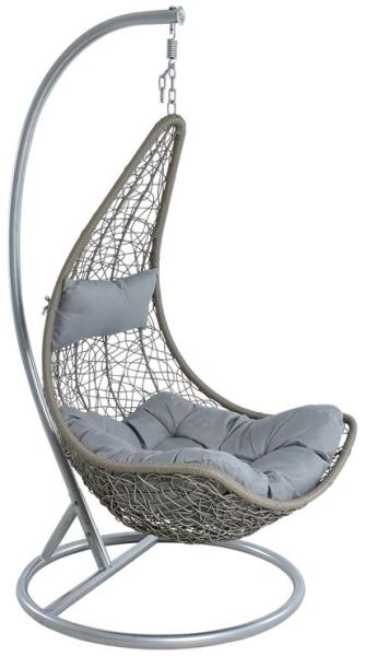 Hängesessel Polyrattan Hängekorb mit Gestell Hängestuhl Hängeschaukel Korb grau