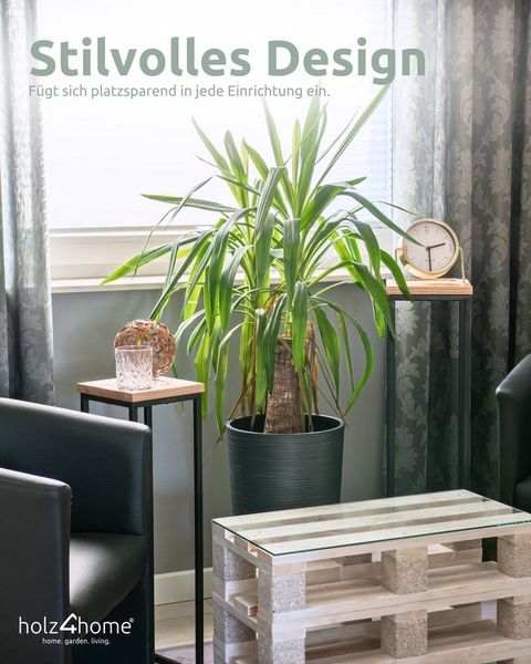 holz4home® Blumenständer Dekoständer MDF Sonoma Eiche mit Metallgestell