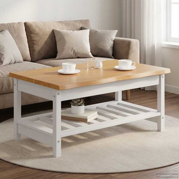 VidaXL Couchtisch EKAI Weiß 100 x 60 x 45,5 cm Massives Kiefernholz 42037020