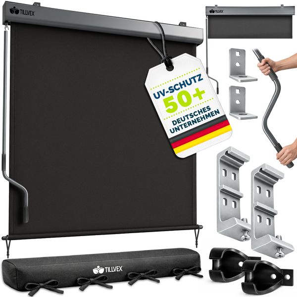 tillvex® Senkrechtmarkise 200x250 cm Schwarz