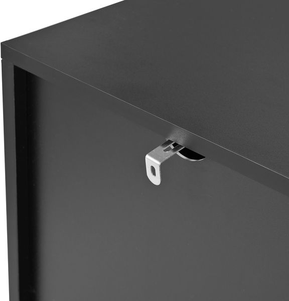 Sideboard mit vier Türen & goldenen Metalldekorlinien, moderner TV-Schrank Kleiderschrank mit verstellbaren Metallfüßen, schwarze Kommode aus Spanplatte 150 x 40 x 80 cm für Wohnzimmer Esszimmer Bild 10