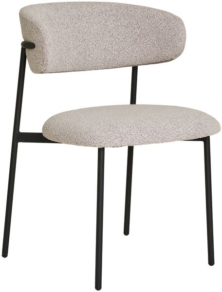 House Nordic Esszimmerstuhl, Bouclé, sand, schwarze Beine, HN1267 - 2er set