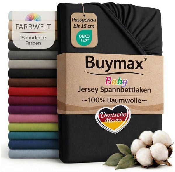 Buymax Spannbettlaken Babybett Kinderbett 60x120 cm 70x140 cm, Jersey 100% Baumwolle, Gummizug: Rundumgummi, (1 Stück), bis 15 cm Matratzenhöhe, weich, atmungsaktiv, hautfreundlich