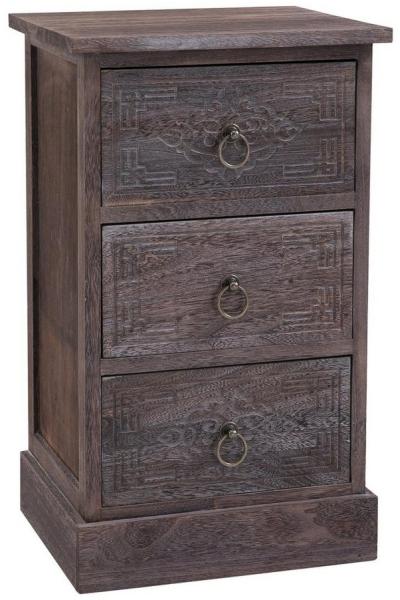 CARO-Möbel Nachttisch ENZO Nachtschrank Nachtkonsole mit 3 Schubladen für Boxspringbett im Vintage Look