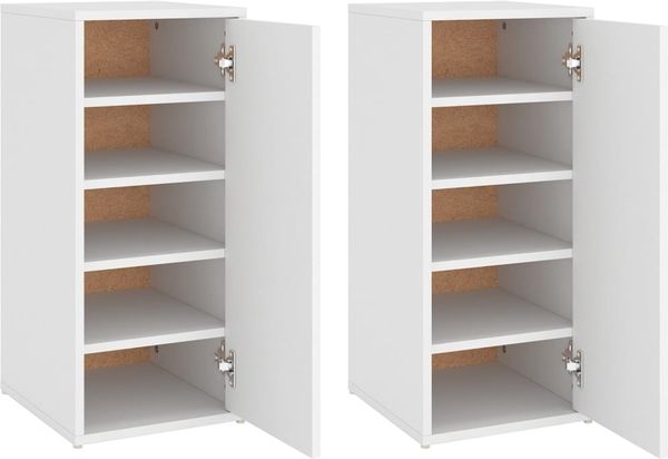 vidaXL Schuhschränke 2 Stk. Weiß 32x35x70 cm Holzwerkstoff 808955 Bild 2