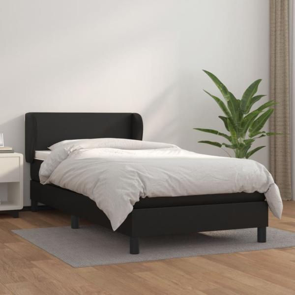 vidaXL Boxspringbett mit Matratze Schwarz 100x200 cm Kunstleder 3127175