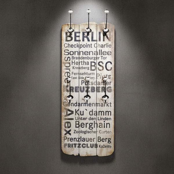 Wandgarderobe 100x40cm Berlin 6 Kleiderhaken Flurpaneel Holz Dekoration Eingang