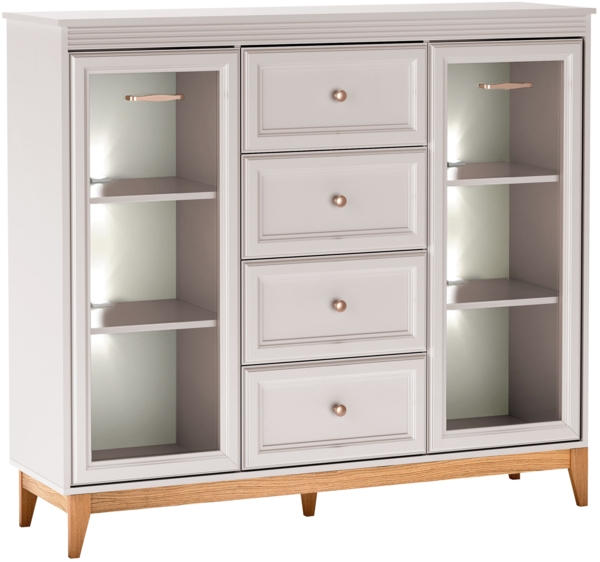 Kommode Winzalo W-07 (Farbe: Cashmere, mit weißer LED Beleuchtung)