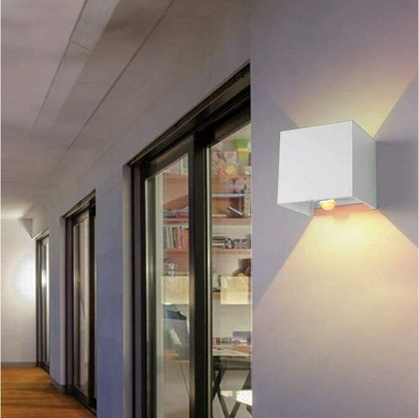 oyajia Wandleuchte 2 Stück 7W Metall LED Wandlampe, Auf und ab Einstellbarer Lichtstrahl, LED fest integriert, Warmweiß, LED Wandlampe mit Bewegungsmelder,für Wohnzimmer, Flur, Balkon, Hotel
