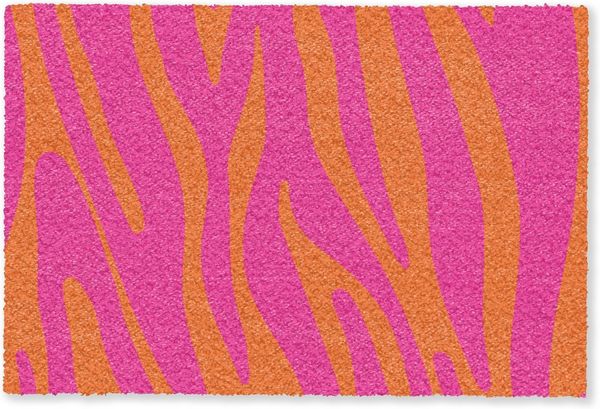 MuchoWow Fußmatte Zebramuster - Rosa - Orange - Tiermuster, Rechteckig, innen Schmutzfangmatte, Tür, Schmutzfänger Flur, Teppich 60x40 cm