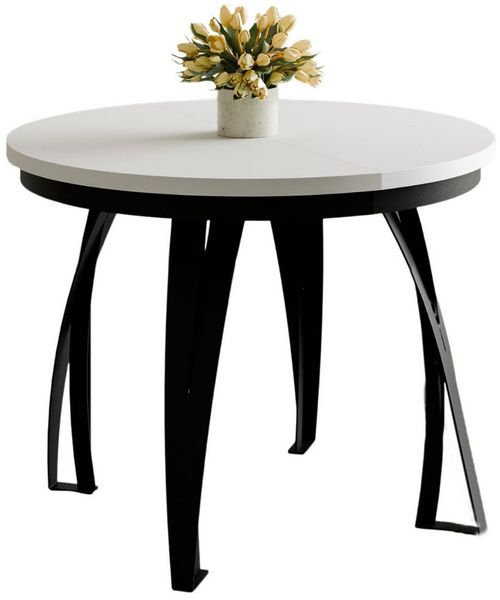 Compleo Esstisch LUGOS ausziehbar Ø 100/120–180/200 cm, Elegant Design, Metallfüße (In verschiedenen Farben erhältlich, z. B. Kaschmir), Familientisch, Küchentisch