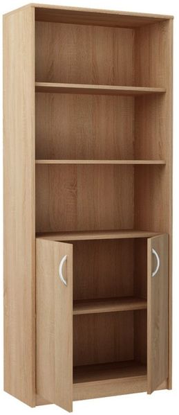 Home Collective Bücherregal mit 5 Ebenen und 2 Türen Mehrzweckschrank Haushaltsschrank, strapazierfähige Laminatplatte, 16 mm dick, mit 4 Einlegeböden, ideal für Schlafzimmer, Wohnzimmer, Flur sonoma Bild 3