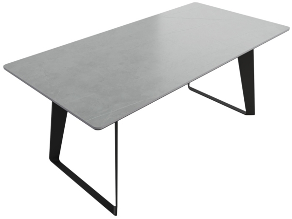 Esstisch 180x90cm graue Keramikplatte schwarze U-Form Beine : Grau