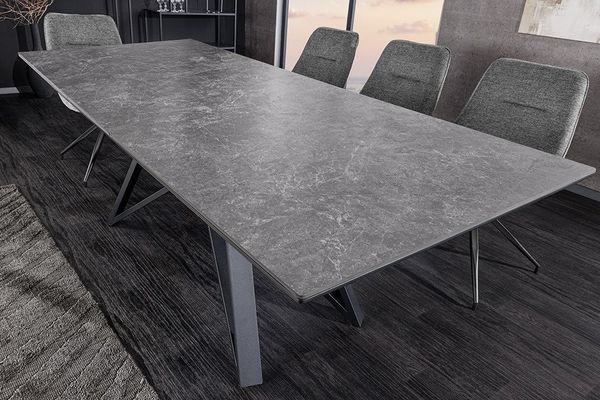 riess-ambiente Esstisch ATLAS 160-200cm graphit grau/schwarz – Keramikplatte, Metallgestell (Einzelartikel, 1-St), ausziehbar für flexible Nutzung – ideal für bis zu 8 Personen