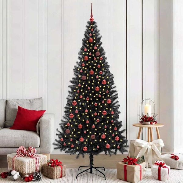 vidaXL Weihnachtsbaum mit 300 LEDs mit Ständer Schwarz 210 cm PVC 3396487
