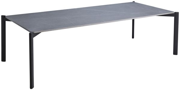 Gartencouchtisch Hallavara aus Stein und Edelstahl, modern, schwarz-grau, 146x66 cm