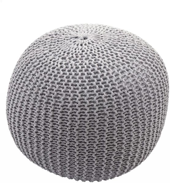 Pouf HWC-E16, Strickhocker Sitzhocker Strickpouf, Strickoptik 40x50cm ~ grau