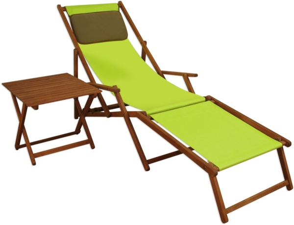 Liegestuhl pistazie Fußablage Tisch Kissen Deckchair Sonnenliege Holz Gartenliege 10-306FTKD Bild 13