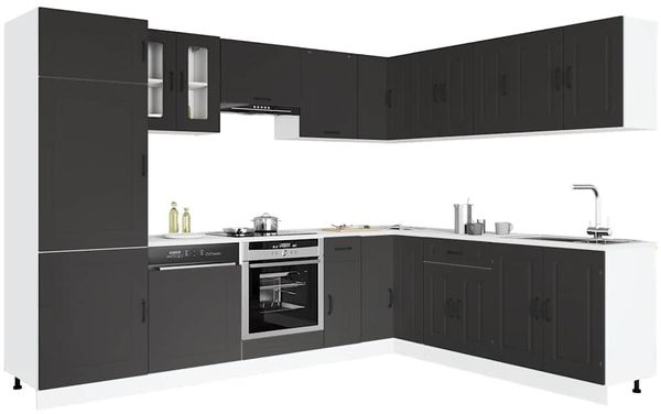 vidaXL 14-tlg. Küchenschrank-Set Kalmar Schwarz Holzwerkstoff 3314972
