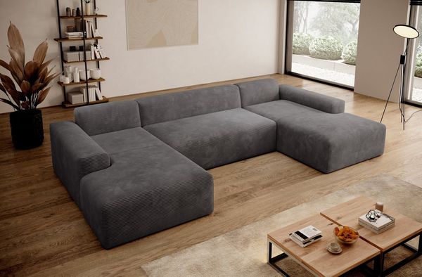 PROMETO Möbel Ecksofa Empire Ecksofa U-Form, Sofa U-Form Beige und Grau