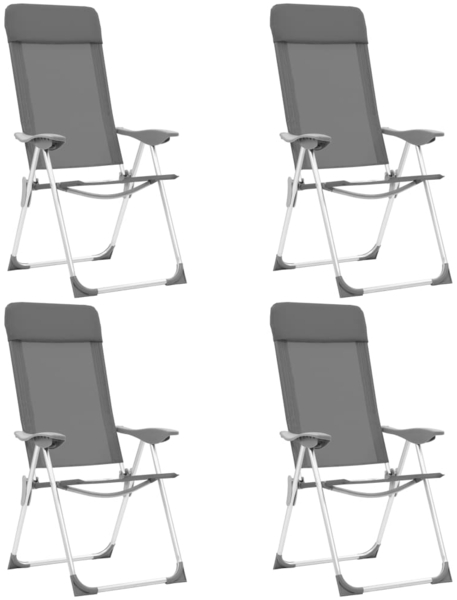 vidaXL Klappbare Campingstühle 4 Stk. Grau Aluminium 44307