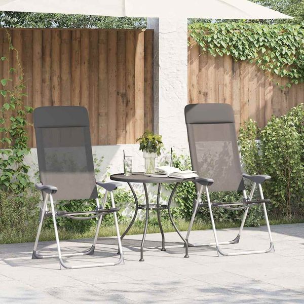 vidaXL Klappbare Campingstühle 4 Stk. Grau Aluminium 44307