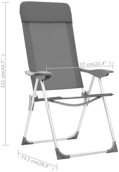 vidaXL Klappbare Campingstühle 4 Stk. Grau Aluminium 44307 Bild 9