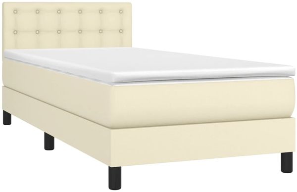 vidaXL Boxspringbett mit Matratze Creme 90x190 cm Kunstleder 3141097 Bild 3