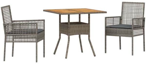 vidaXL Garten Essgruppe 3 pcs Grau Poly-Rattan 3334937